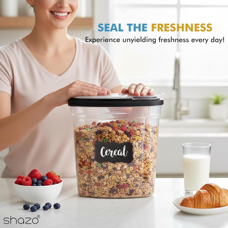 Shazo 3 PC Cereal Container Storage Set (5.2L, 2.8L, 1.2L) - Large Airtight Food Storage Containers with Flip-Top Lids, BPA-Free Plastic Cereal Dispenser for Pantry, Rice, Flour, Sugar & Pasta - Image 5